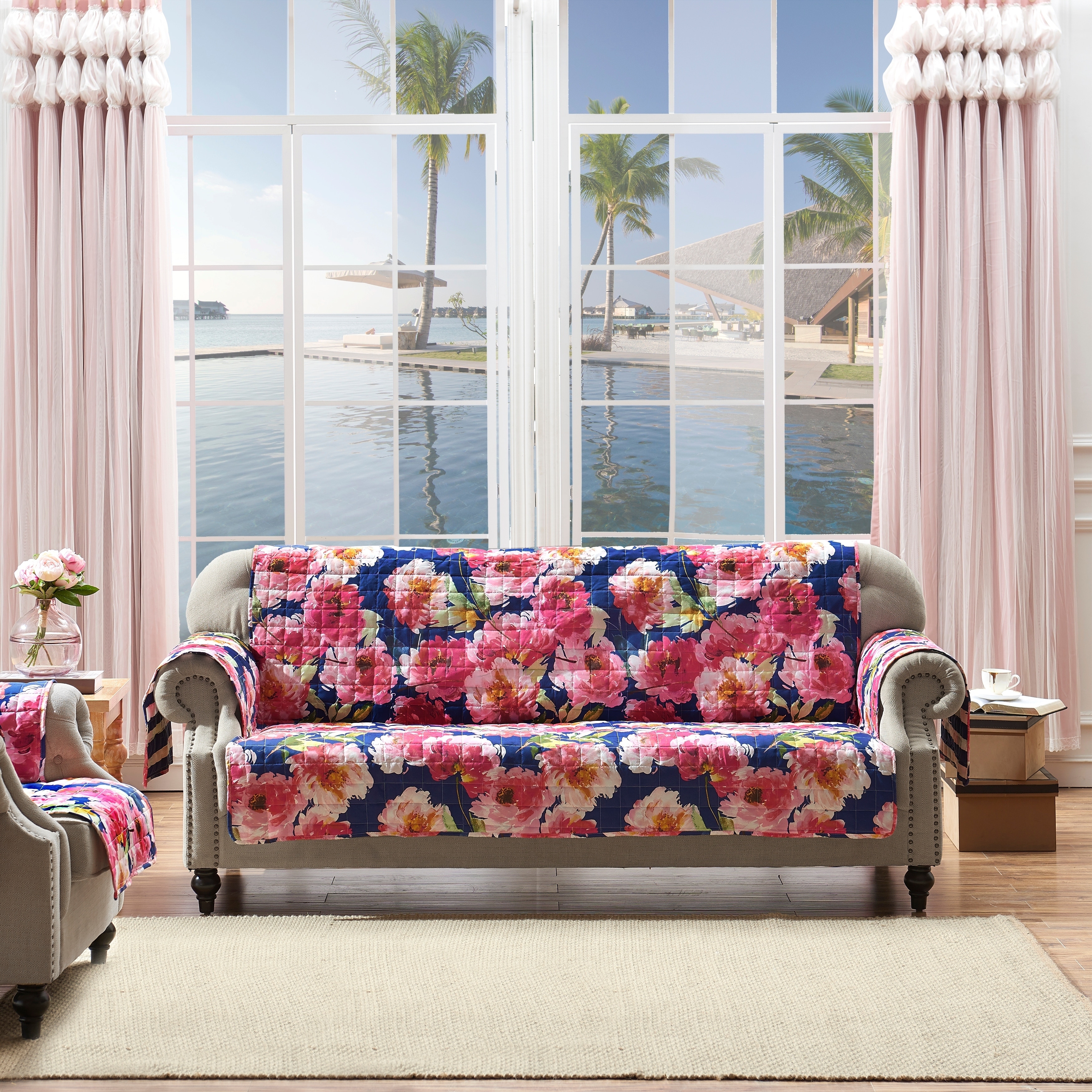 Shop Barefoot Bungalow Peony Posy Sofa Protector Navy Free