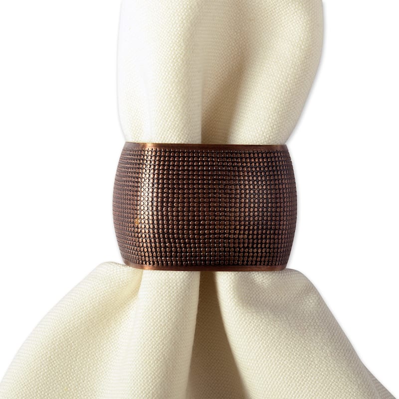 Design Imports Textured Square Kitchen Napkin Ring Set (Set of 6)