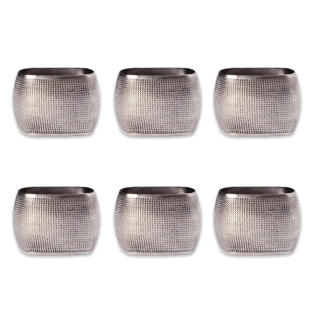 Design Imports Textured Square Kitchen Napkin Ring Set (Set of 6)