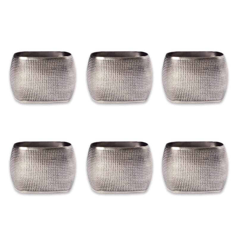 Design Imports Textured Square Kitchen Napkin Ring Set (Set of 6)