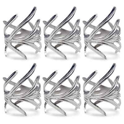 Design Imports Antique Silver Branch Napkin Ring Set (Set of 6)