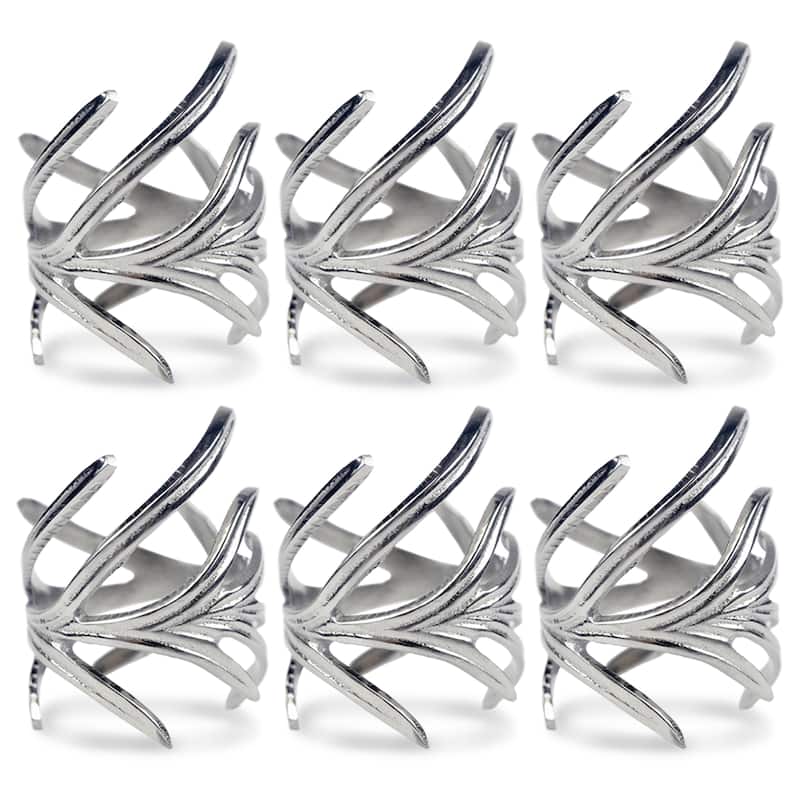 Design Imports Antique Silver Branch Napkin Ring Set (Set of 6)