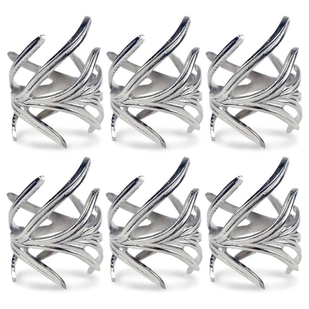 Design Imports Antique Silver Branch Napkin Ring Set (Set of 6)