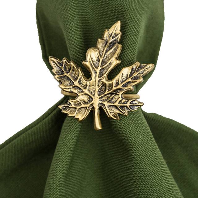 Design Imports Gold Maple Leaf Napkin Ring Set (Set of 6)