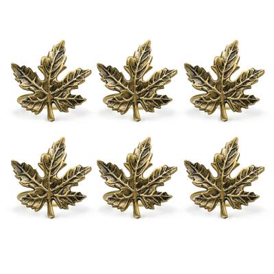 Design Imports Gold Maple Leaf Napkin Ring Set (Set of 6)