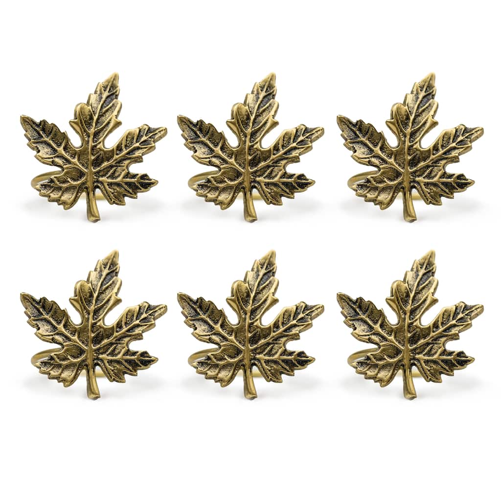 Design Imports Gold Maple Leaf Napkin Ring Set (Set of 6)