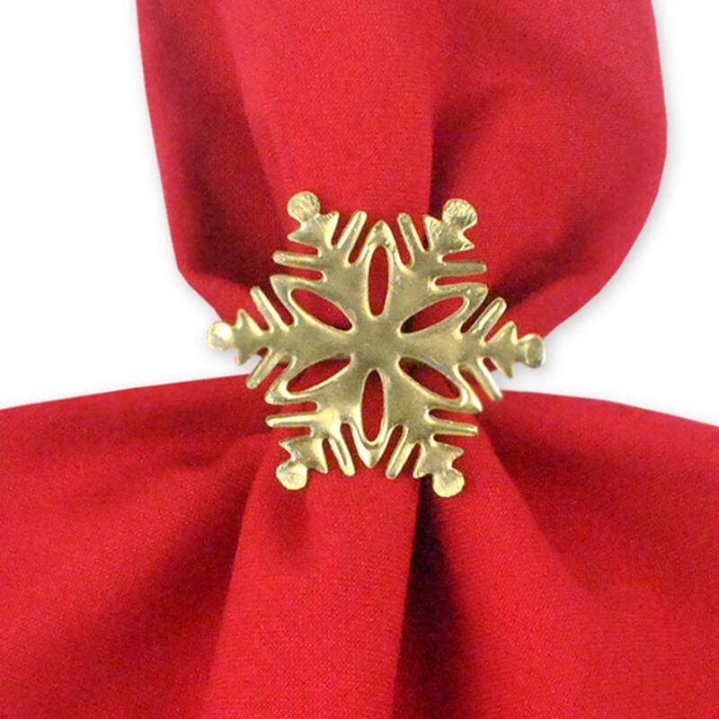 Design Imports Gold Snowflake Napkin Ring Set (Set of 6)