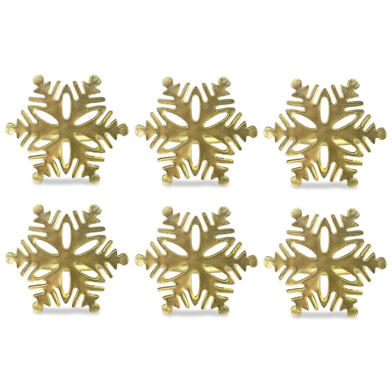 Design Imports Gold Snowflake Napkin Ring Set (Set of 6)