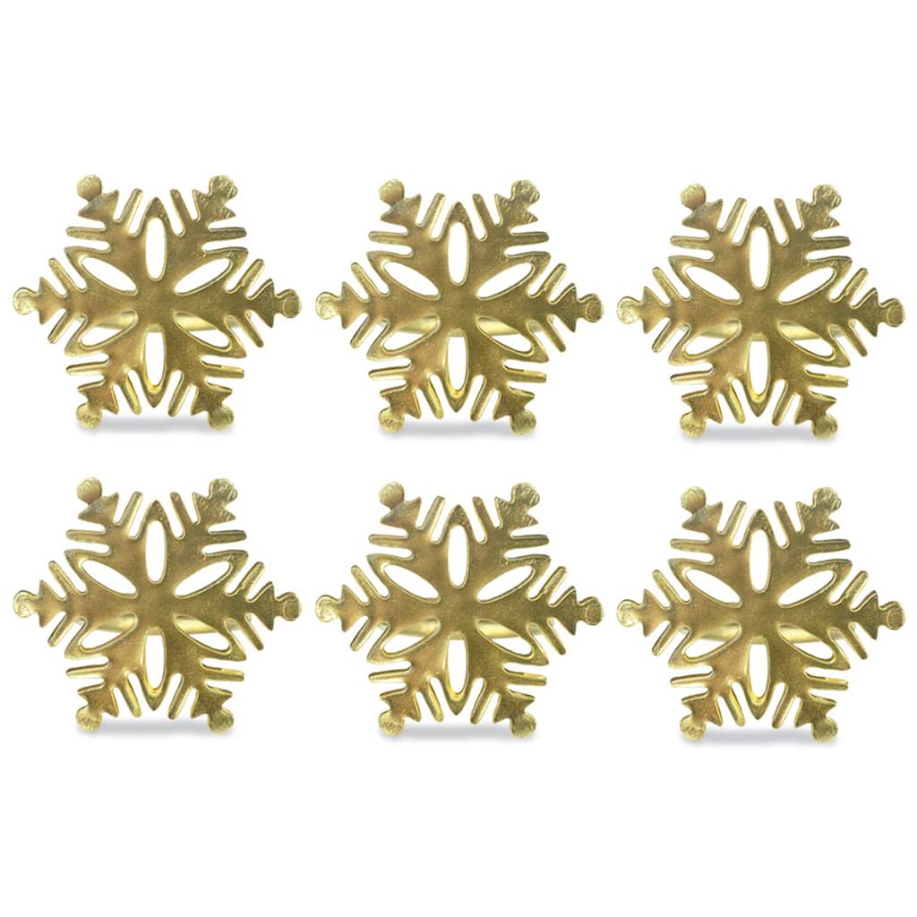 Design Imports Gold Snowflake Napkin Ring Set (Set of 6)