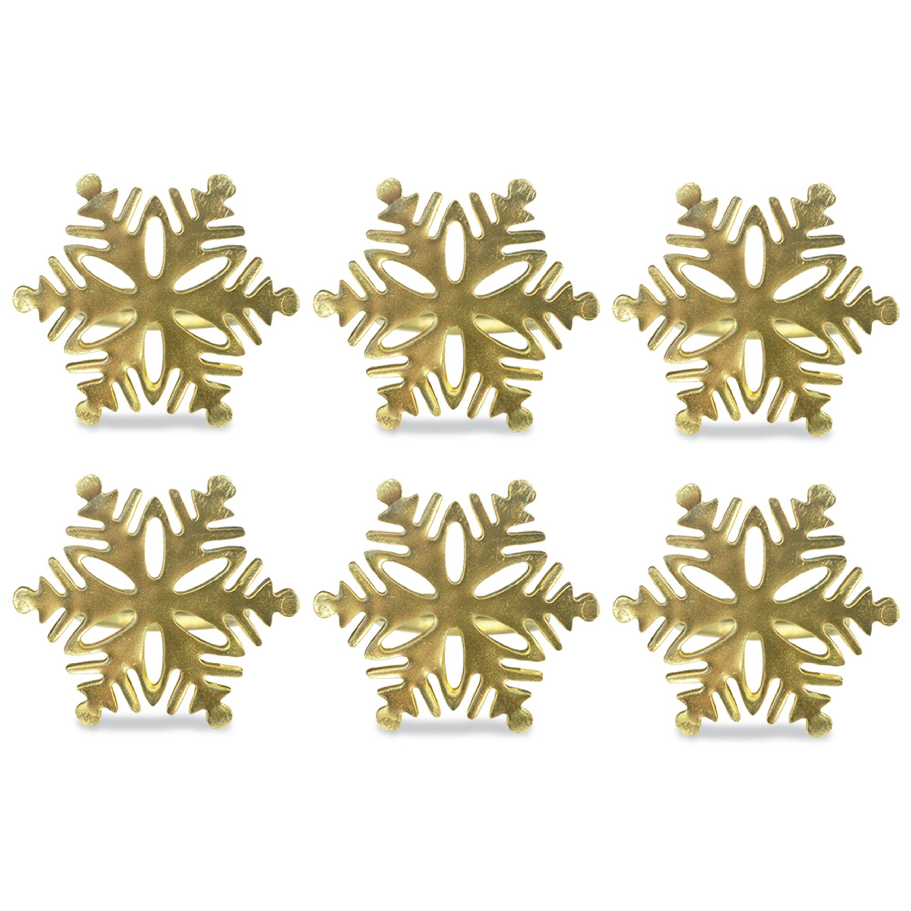 Design Imports Gold Snowflake Napkin Ring Set (Set of 6)