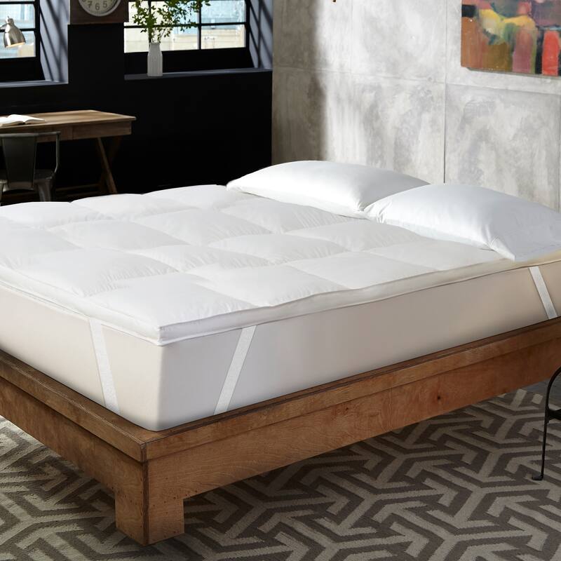 Hotel Laundry 1.5 inch Hotel Style Feather & Down Alternative Blend Feather Bed with Anchor Bands