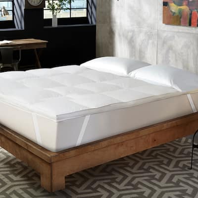 Hotel Laundry 1.5 inch Hotel Style Feather & Down Alternative Blend Feather Bed with Anchor Bands