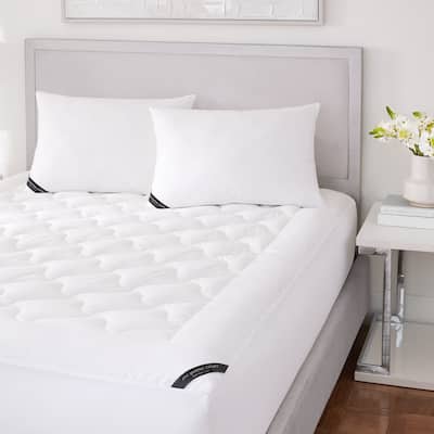 Five Queens Court Elegance 233 TC Cotton Top Allergen Barrier Mattress Pad - White