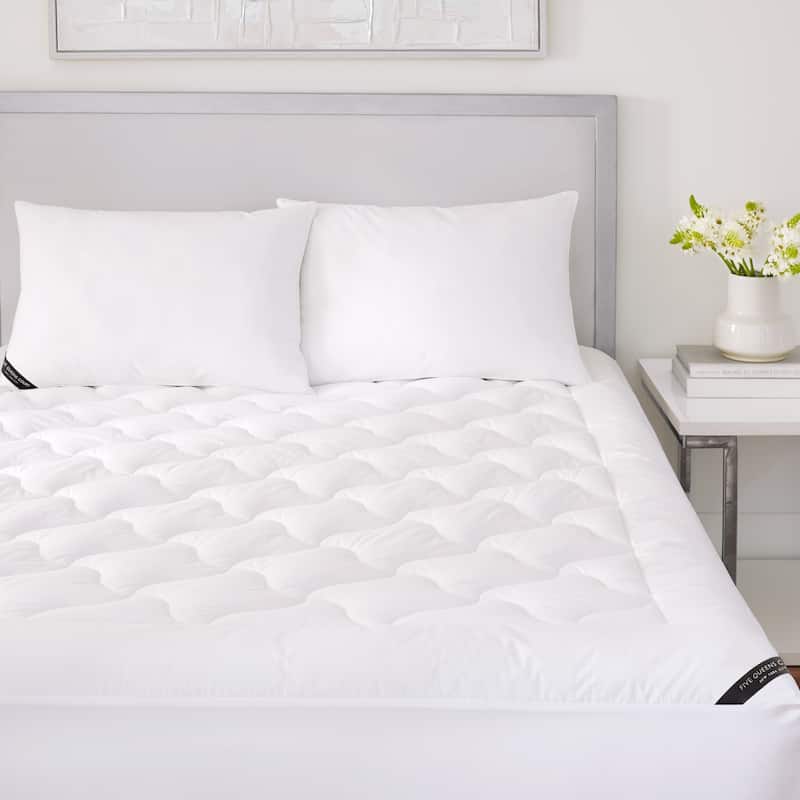 Five Queens Court Elegance 233 TC Cotton Top Allergen Barrier Mattress Pad - White - Full