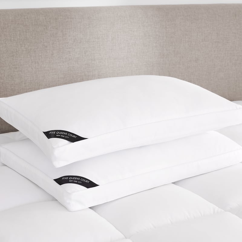 Five Queens Court Elite 300 TC Cotton Sateen Allergen Barrier Down Alternative Pillow - White - King - Firm
