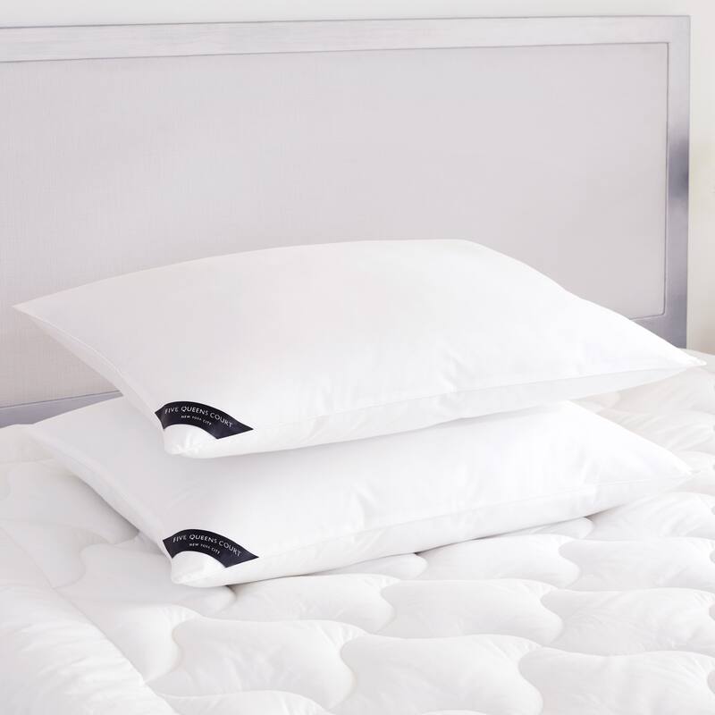 Five Queens Court Elegance 233 TC Cotton Allergen Barrier Down Alternative Pillow 2 Pack - White - King - Medium