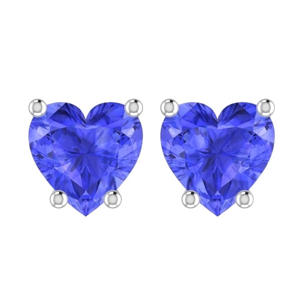 Solid Sterling Silver 5mm Heart Shaped 3 Carat Cubic Zirconia in Multiple Colors