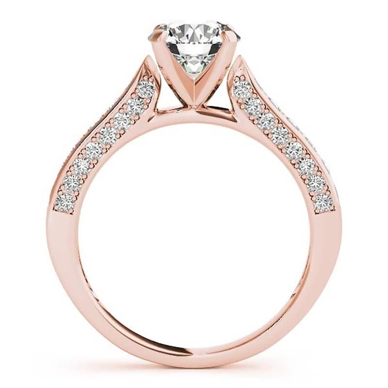 Auriya Classic 1 1/2ct Round Moissanite and 1/2ctw Diamond Engagement Ring 14K Gold