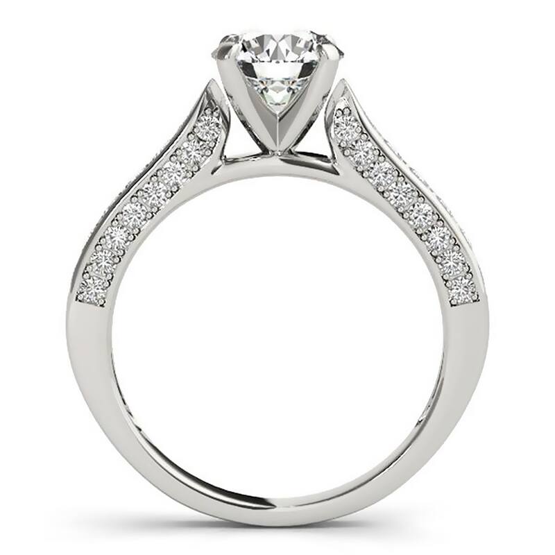 Auriya Classic 1 1/2ct Round Moissanite and 1/2ctw Diamond Engagement Ring 14K Gold