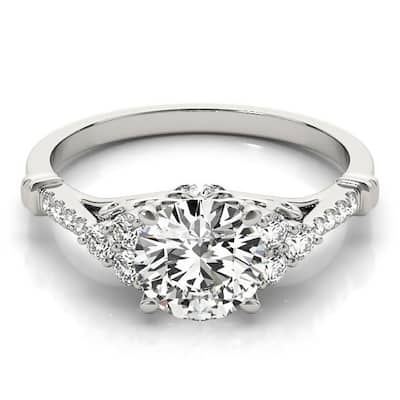 Auriya 14k Gold Vintage 4ct Round Moissanite and 1/5ctw Diamond Engagement Ring