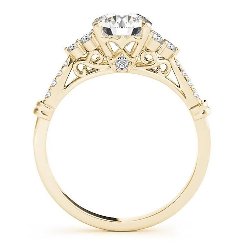 Auriya 14k Gold Vintage 2 1/2ct Round Moissanite and 1/5ctw Diamond Engagement Ring