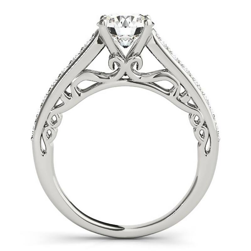 Auriya 14k Gold 2 1/2ct Round Brilliant Moissanite and 1/3ctw Diamond Engagement Ring