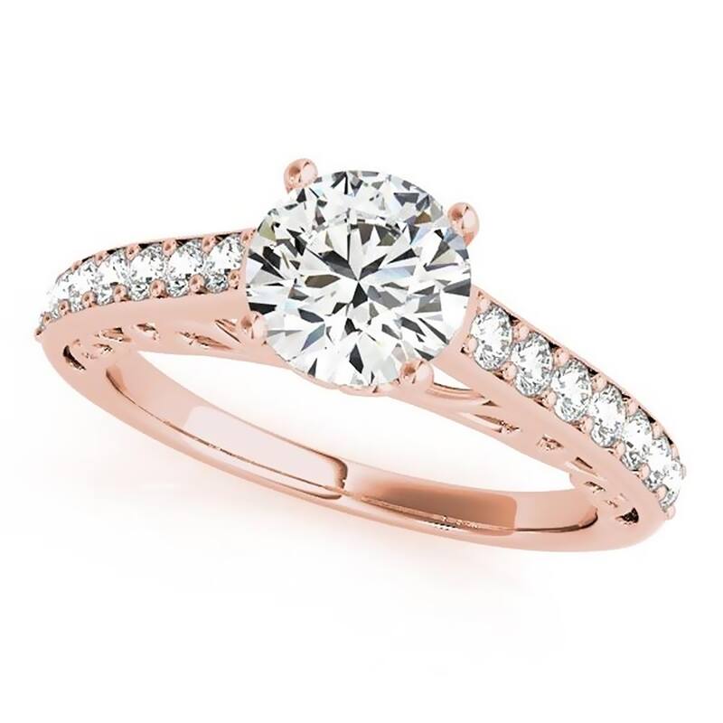 Auriya 14k Gold 2 1/2ct Round Brilliant Moissanite and 1/3ctw Diamond Engagement Ring