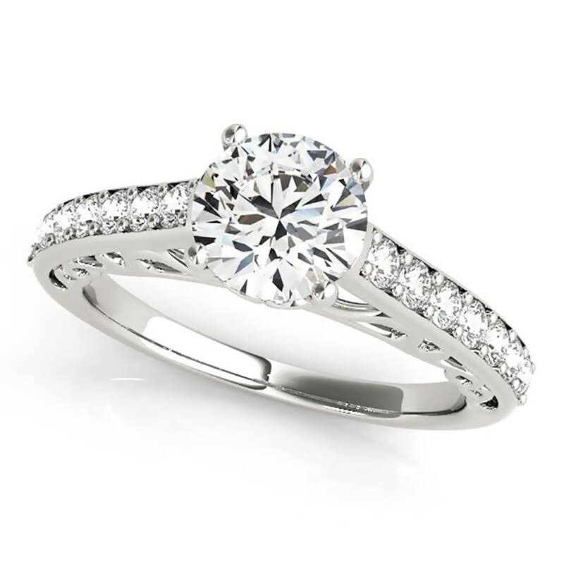 Auriya 14k Gold 2 1/2ct Round Brilliant Moissanite and 1/3ctw Diamond Engagement Ring