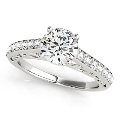 Auriya 14k Gold 2 1/2ct Round Brilliant Moissanite and 1/3ctw Diamond Engagement Ring