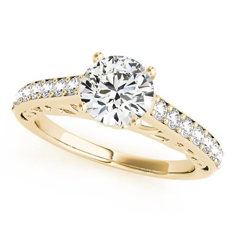 Auriya 14k Gold 2 1/2ct Round Brilliant Moissanite and 1/3ctw Diamond Engagement Ring
