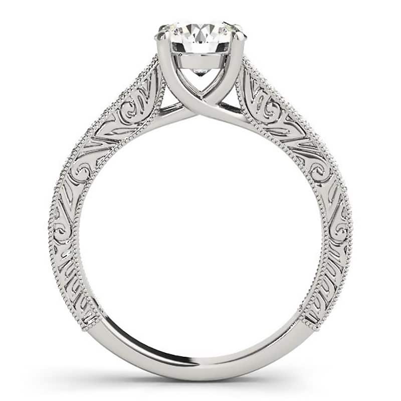 Auriya 14k Gold 1/2ct Vintage Moissanite and Diamond Engagement Ring 1/4ctw