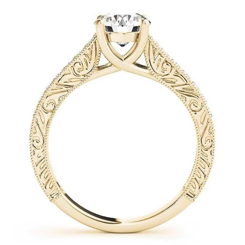 Auriya 1ct Vintage Moissanite and Diamond Engagement Ring 1/4ctw 14K Gold