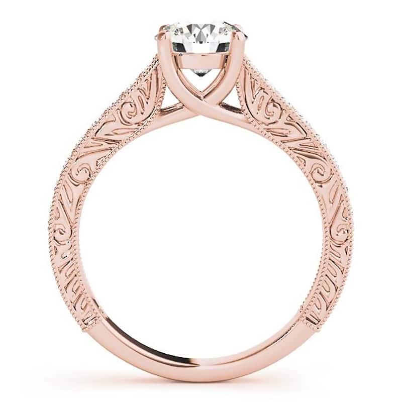 Auriya 1ct Vintage Moissanite and Diamond Engagement Ring 1/4ctw 14K Gold