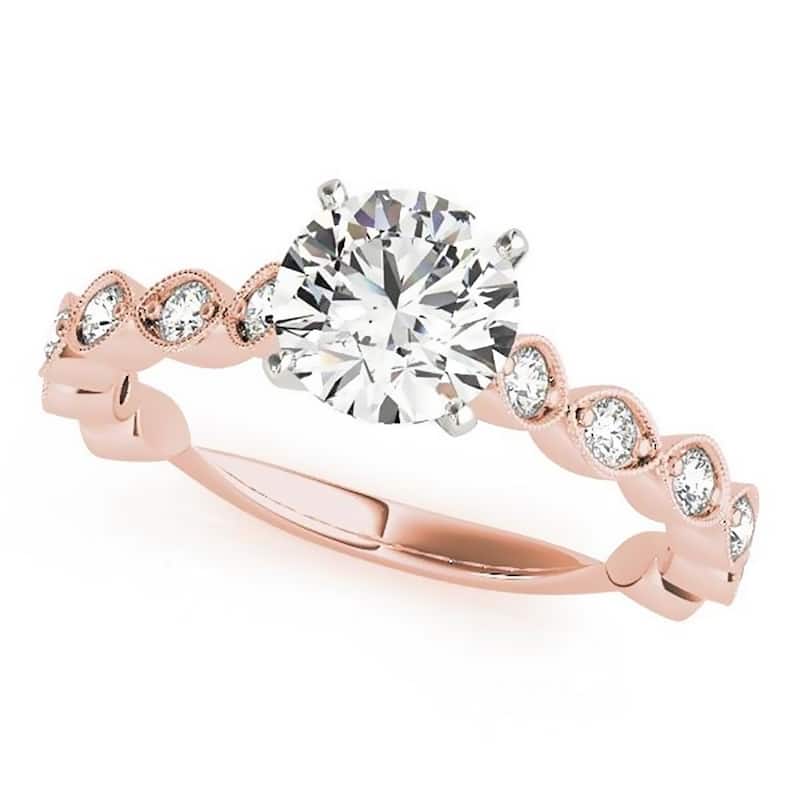 Auriya 14k Gold Vintage 3ct Round Moissanite and 3/8ctw Diamond Engagement Ring