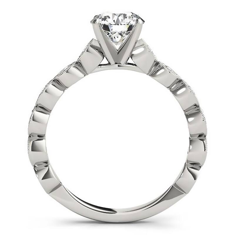 Auriya 14k Gold Vintage 3ct Round Moissanite and 3/8ctw Diamond Engagement Ring