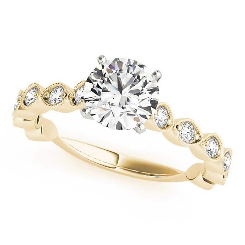 Auriya Vintage 1 1/2ct Round Moissanite and 3/8ctw Diamond Engagement Ring 14K Gold