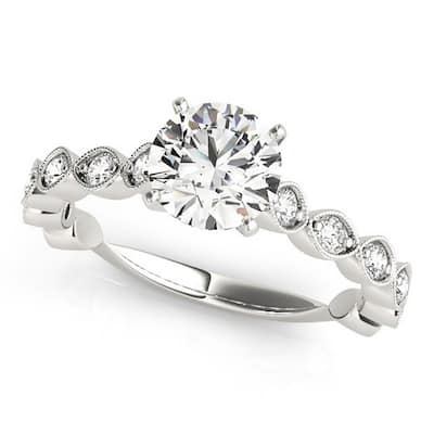 Auriya Vintage 1/2ct Round Moissanite and 3/8ctw Diamond Engagement Ring 14K Gold