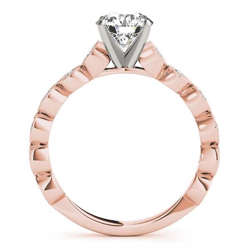 Auriya Vintage 1/2ct Round Moissanite and 3/8ctw Diamond Engagement Ring 14K Gold