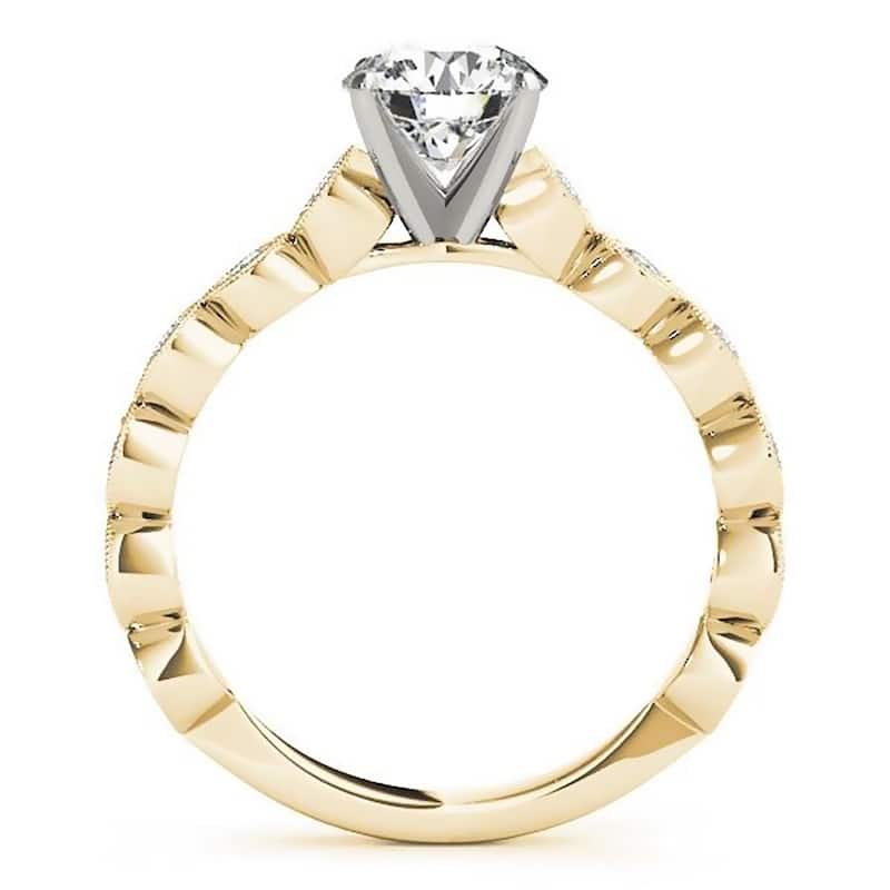 Auriya Vintage 1/2ct Round Moissanite and 3/8ctw Diamond Engagement Ring 14K Gold