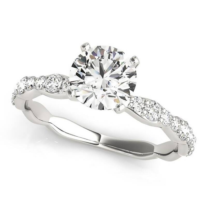 Auriya 1ct Round Moissanite and 1/3ctw Diamond Engagement Ring 14K Gold