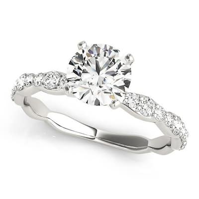 Auriya 1ct Round Moissanite and 1/3ctw Diamond Engagement Ring 14K Gold