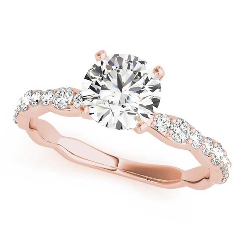 Auriya 1ct Round Moissanite and 1/3ctw Diamond Engagement Ring 14K Gold