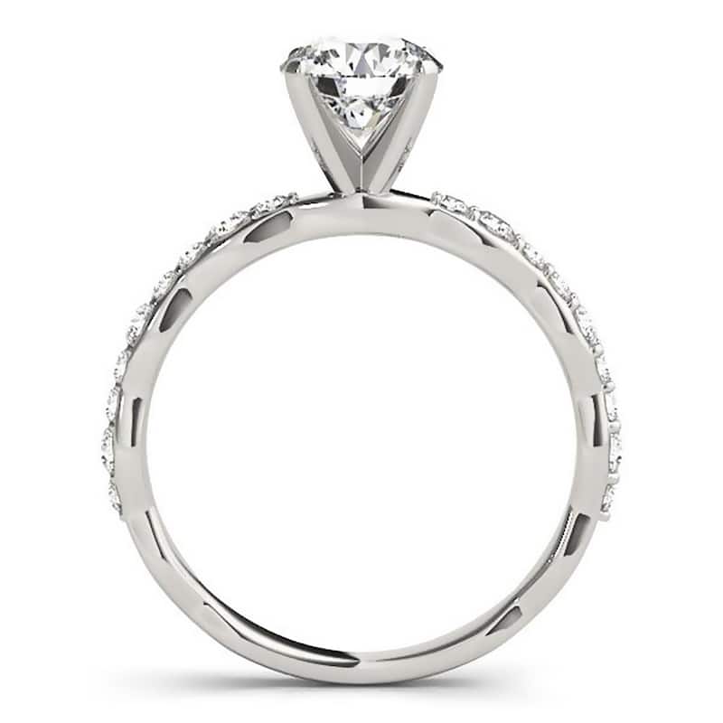 Auriya 1ct Round Moissanite and 1/3ctw Diamond Engagement Ring 14K Gold