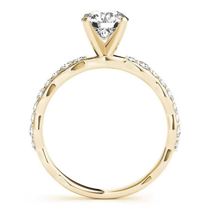 Auriya 1ct Round Moissanite and 1/3ctw Diamond Engagement Ring 14K Gold
