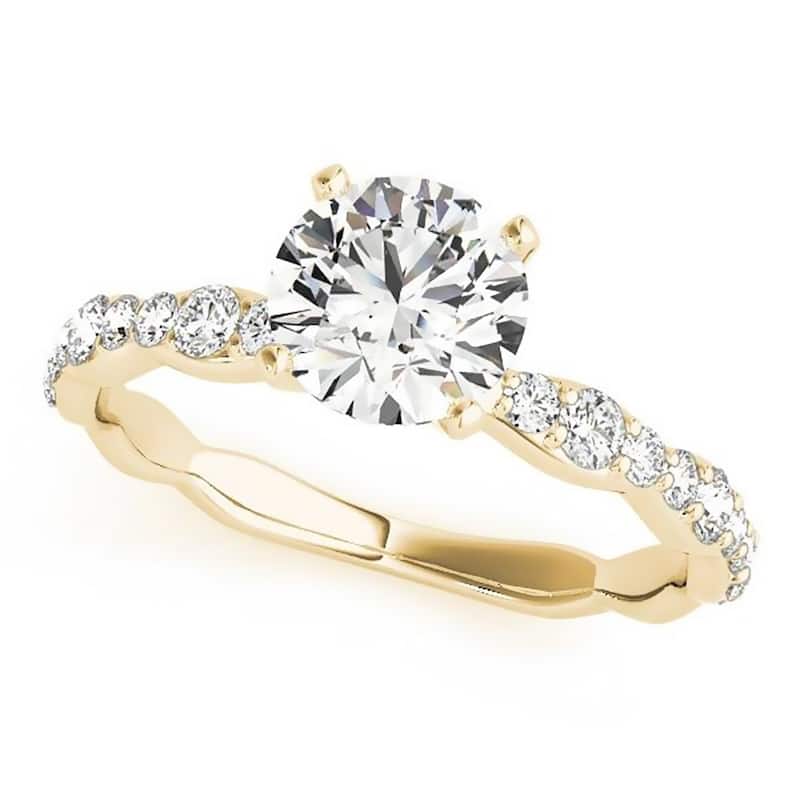Auriya 1ct Round Moissanite and 1/3ctw Diamond Engagement Ring 14K Gold