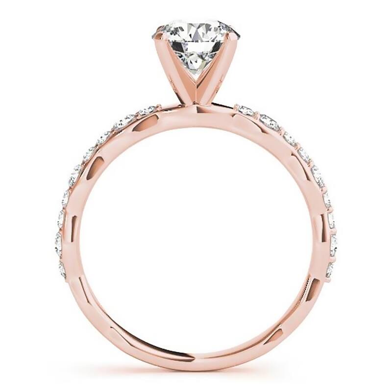 Auriya 2ct Round Moissanite and 1/3ctw Diamond Engagement Ring 14K Gold