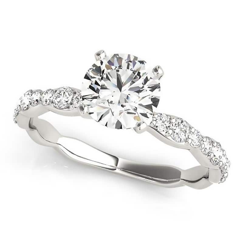 Auriya 2ct Round Moissanite and 1/3ctw Diamond Engagement Ring 14K Gold