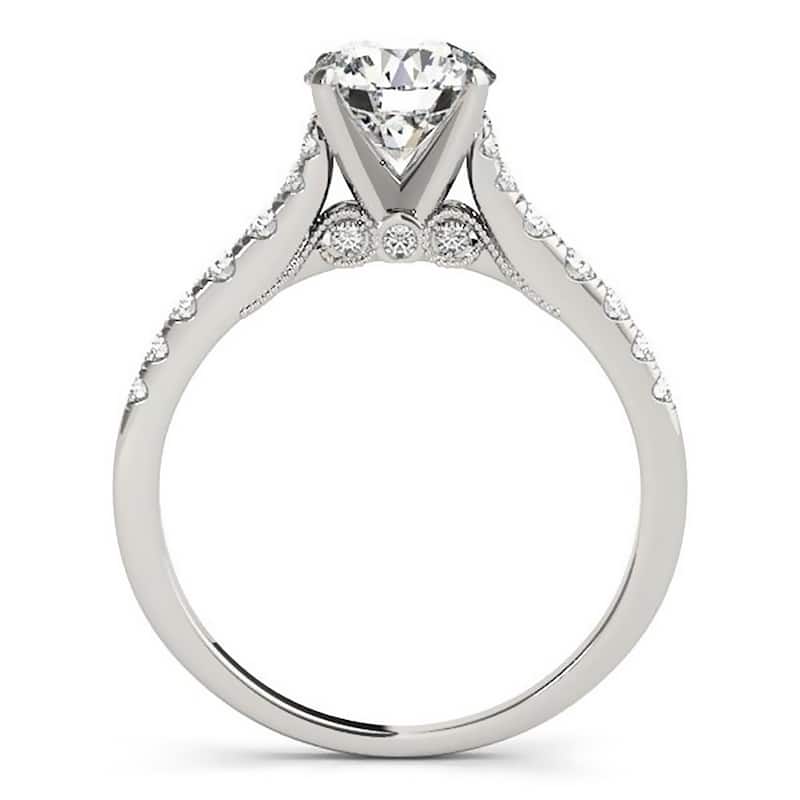Auriya 1 1/2ct Vintage Moissanite and Diamond Engagement Ring 1/4ctw 14K Gold
