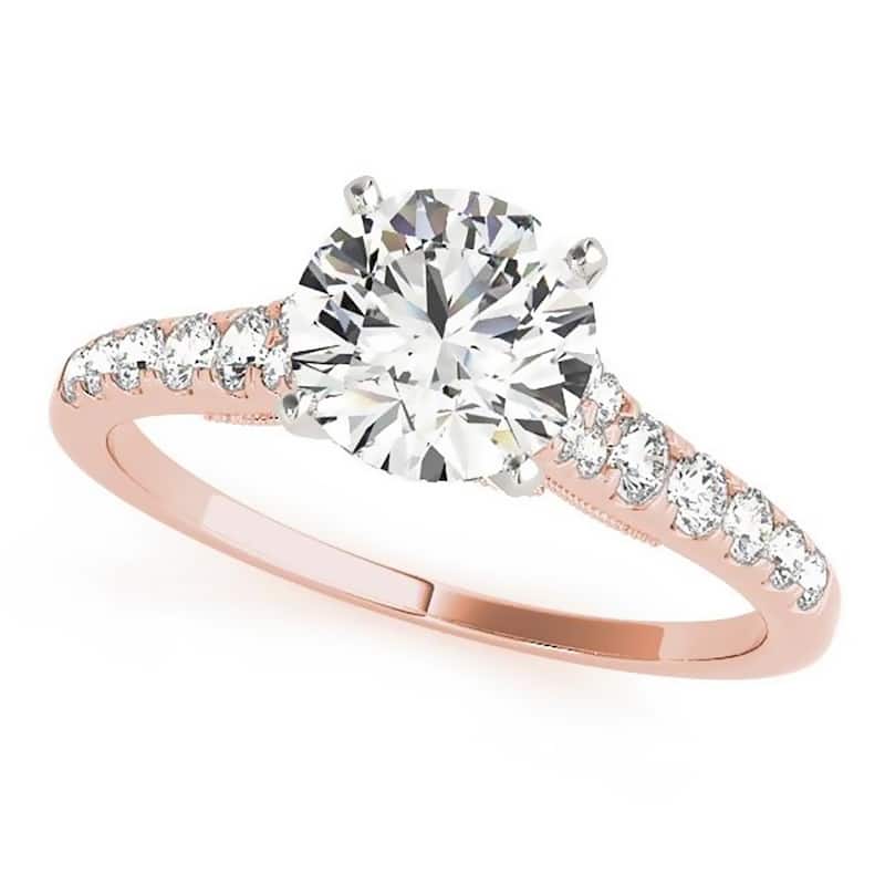 Auriya 1 1/2ct Vintage Moissanite and Diamond Engagement Ring 1/4ctw 14K Gold