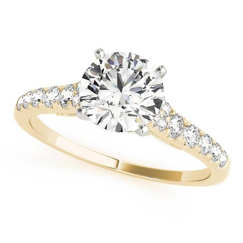 Auriya 1 1/2ct Vintage Moissanite and Diamond Engagement Ring 1/4ctw 14K Gold
